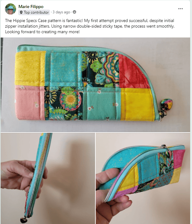 Handmade zipper case with colorful patchwork