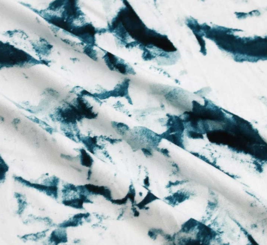 Modal Spandex Tie Dye White/Teal