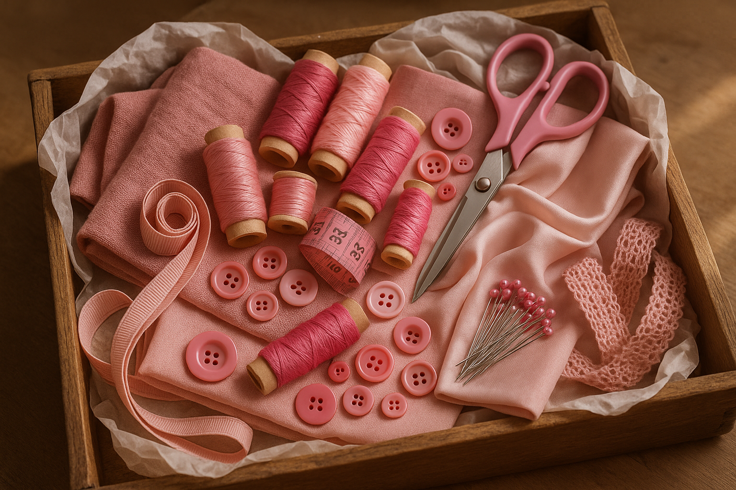 Natalie's choice surprise bundle with pink themed sewing materials