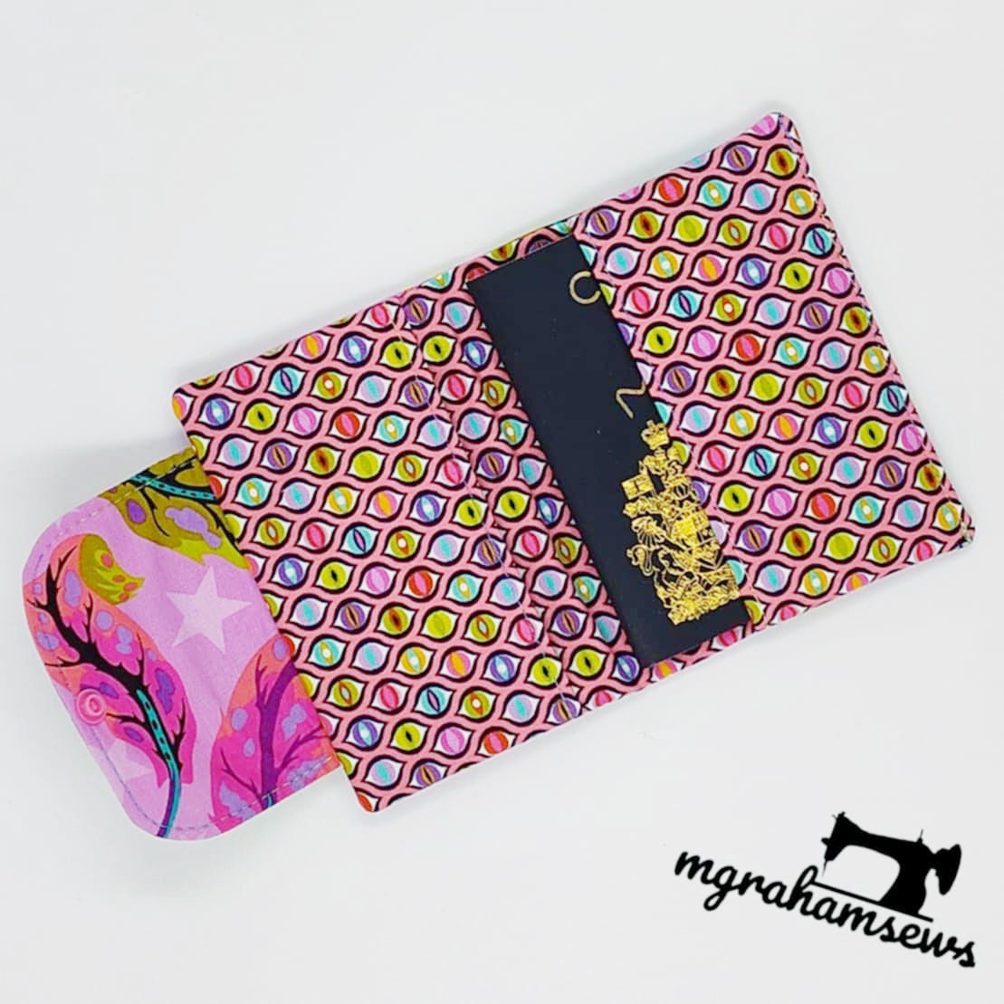 Passport and wallet with colorful patterned fabric