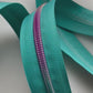 Teal rainbow zipper TAPE ONLY