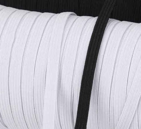 Quarter inch white and black elastic roll