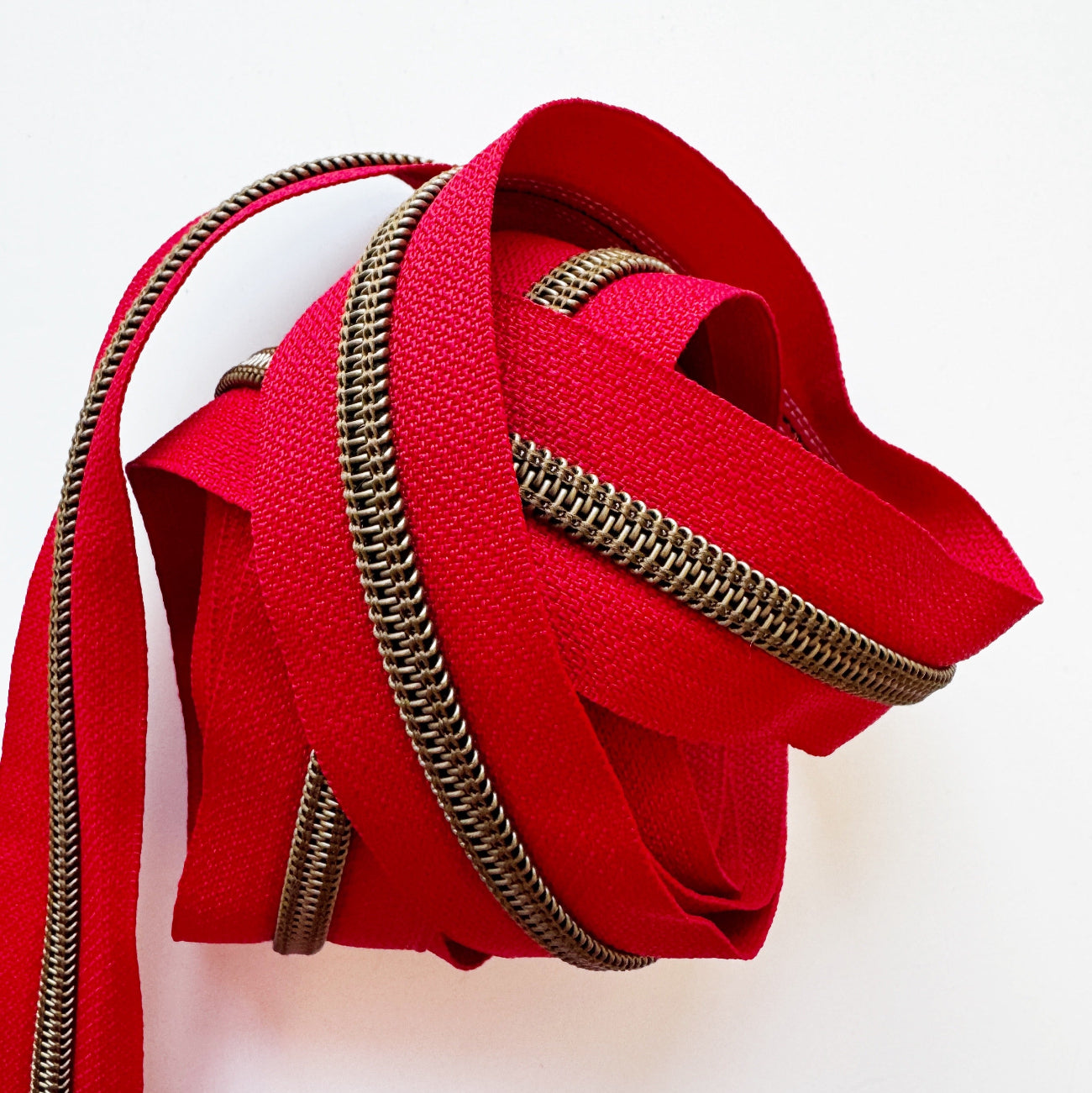 red zipper on a white background