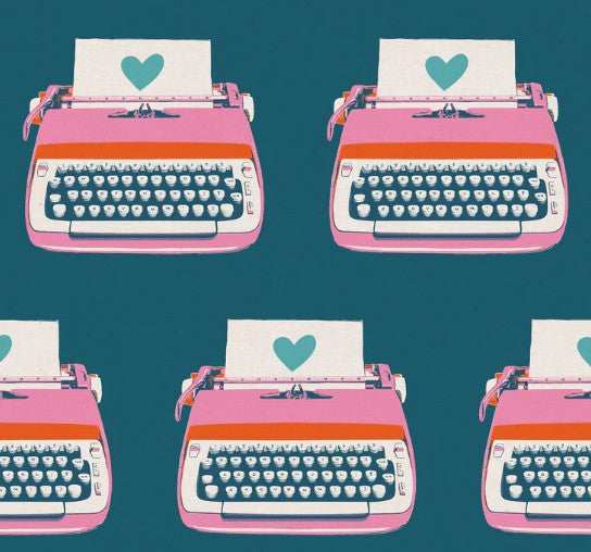 Ruby Star Typewriter Linen Canvas Teal