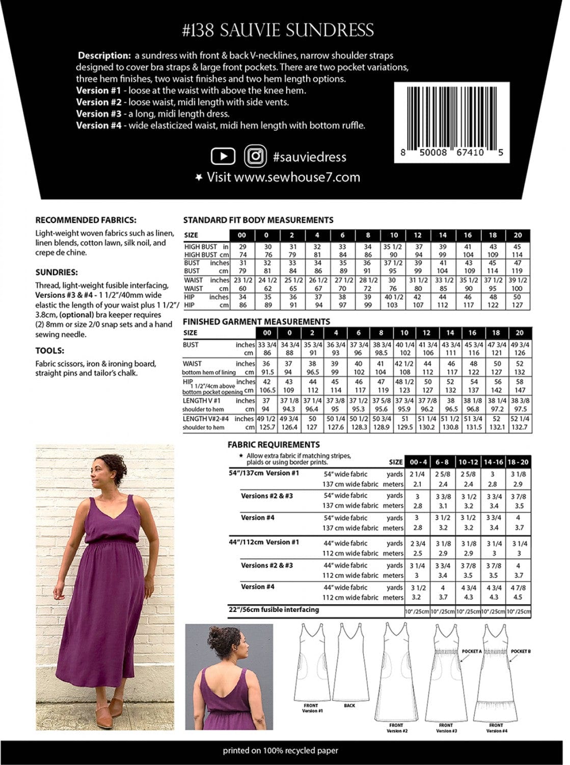 #138 Sauvie Sundress pattern back