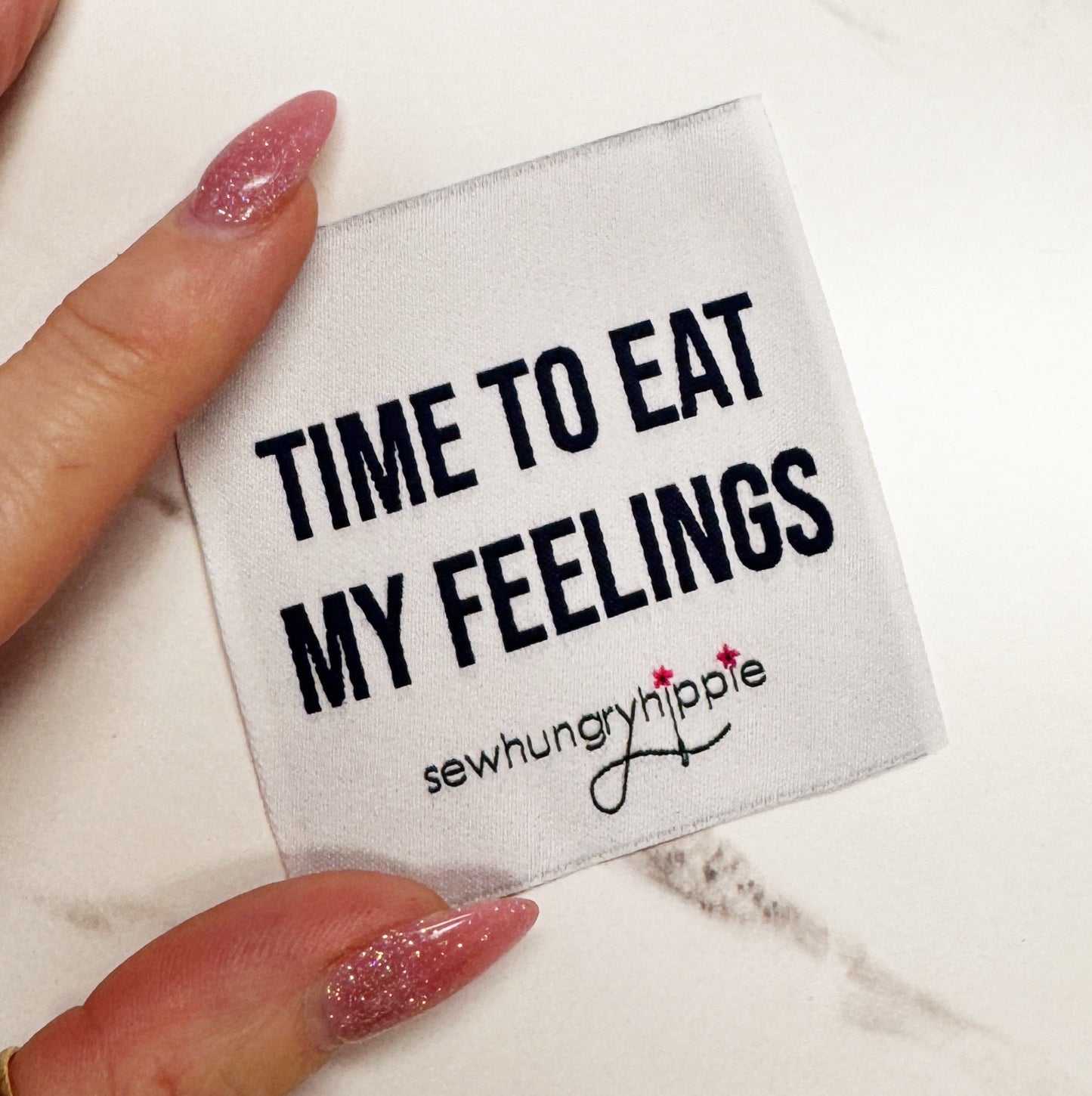 Time to eat my feelings custom woven label