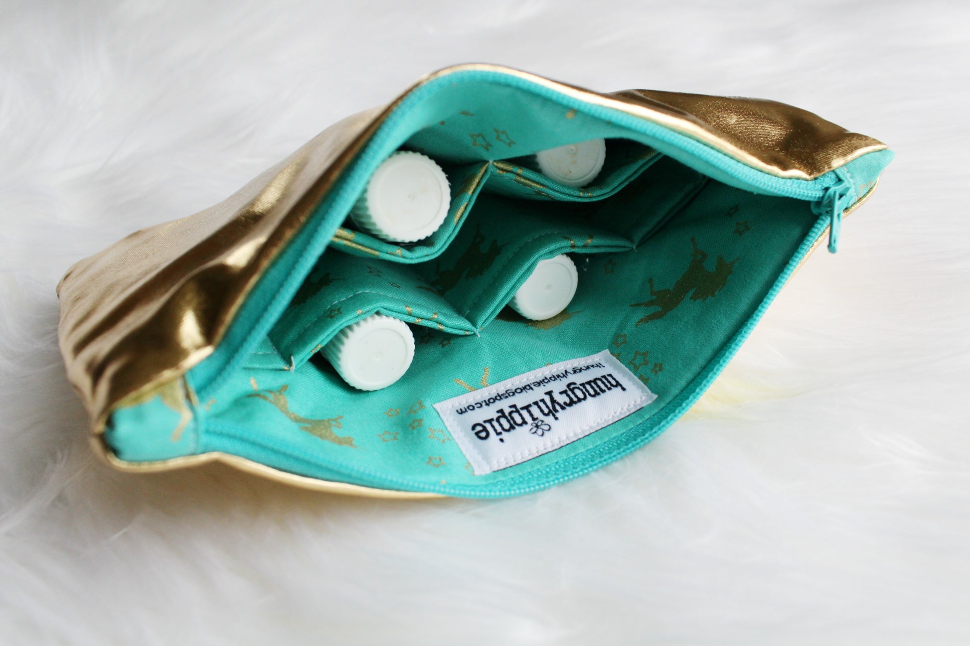 Unicorn Oil Case - Gold & Teal Essential Oil Holder