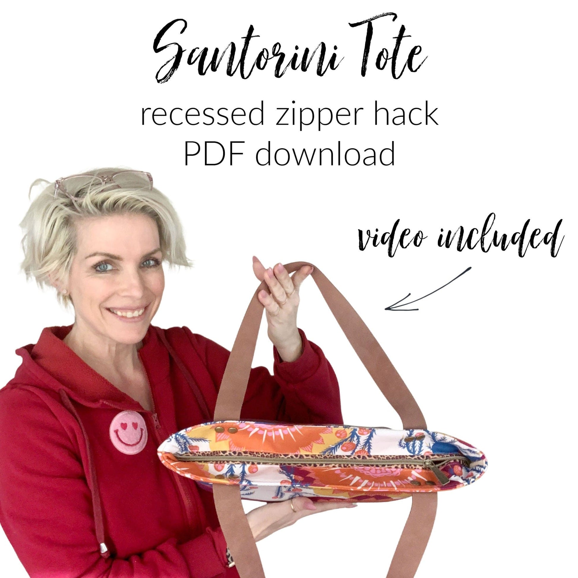 Santorini Tote Bag with Recessed Zipper Pattern Download