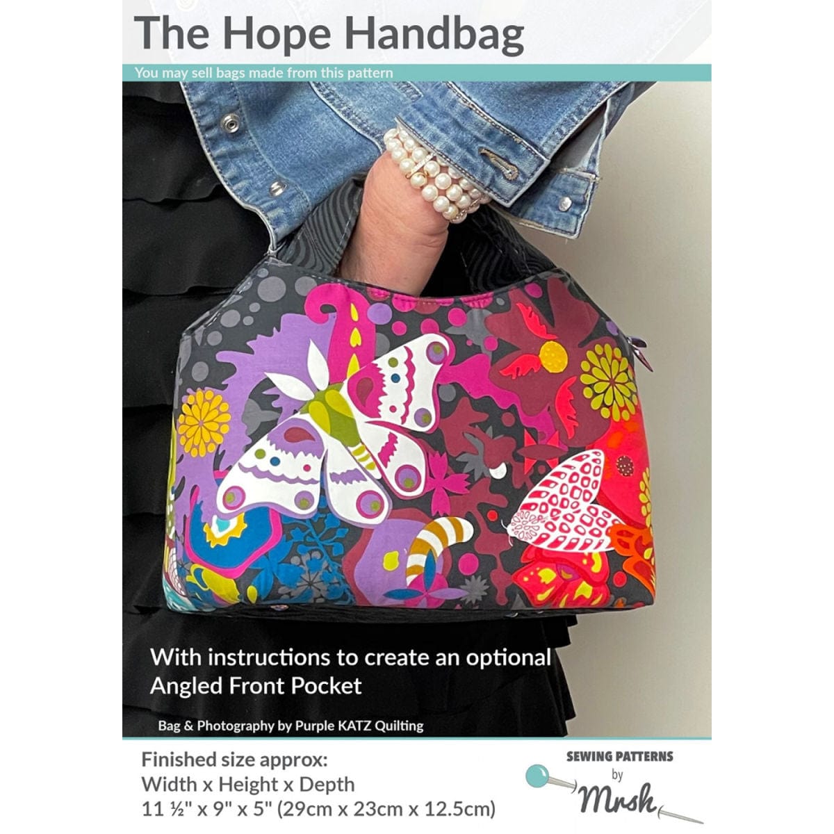 Hope Handbag sewing pattern with angled front pocket