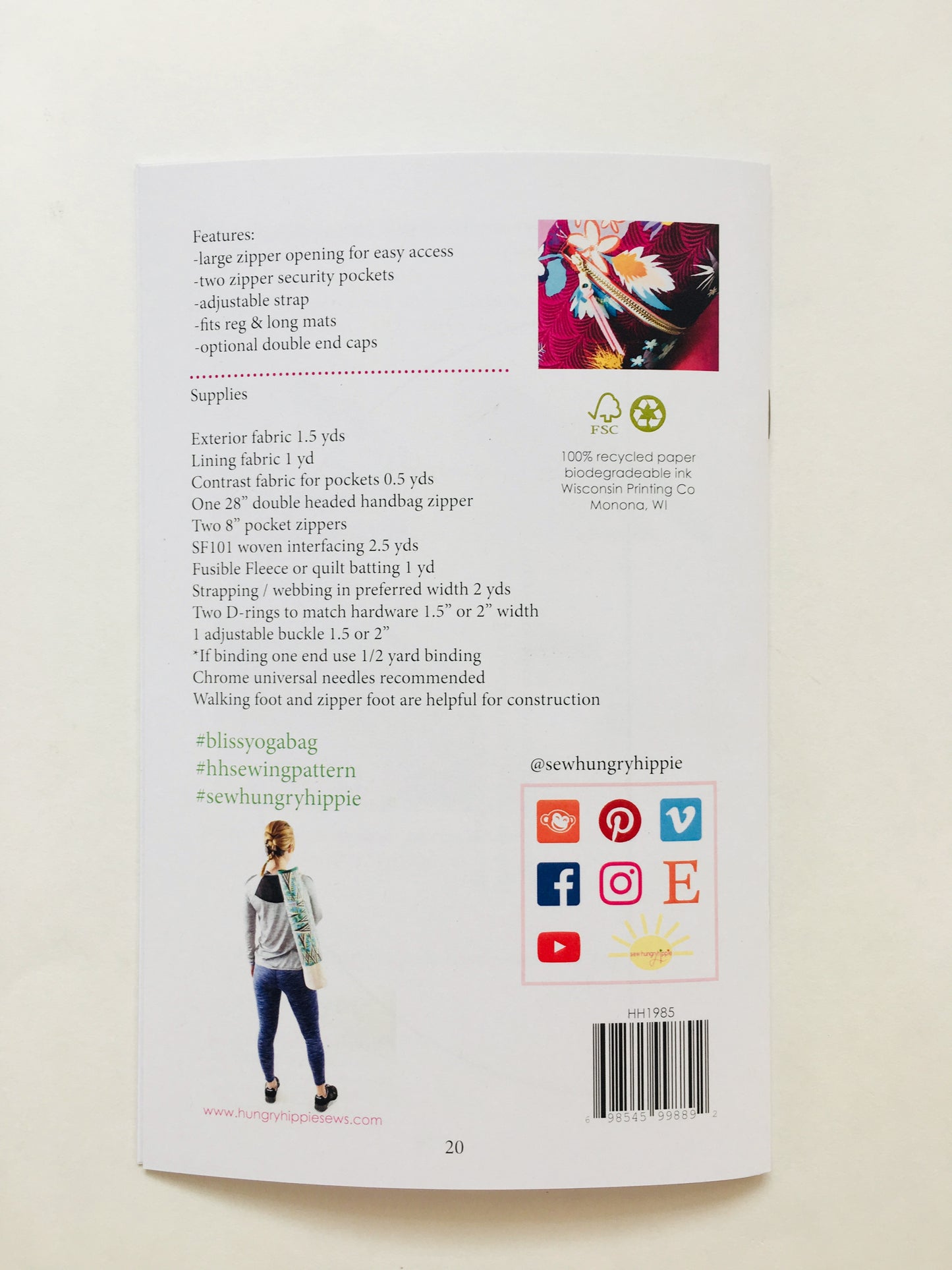 Page of sewing pattern with images.