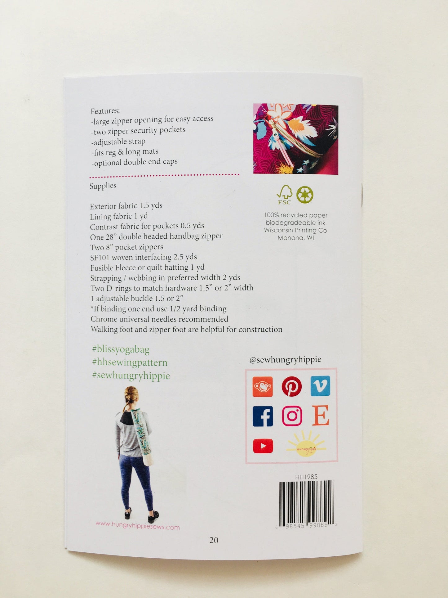 Page of sewing pattern with images.