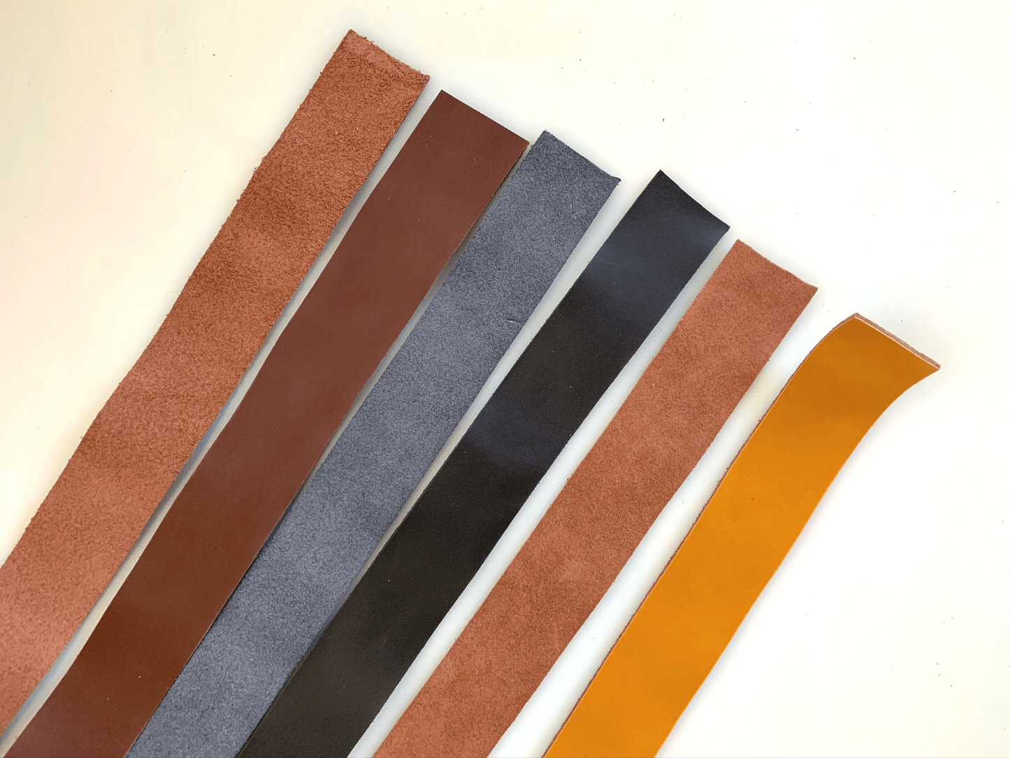 Leather strips in various colors.