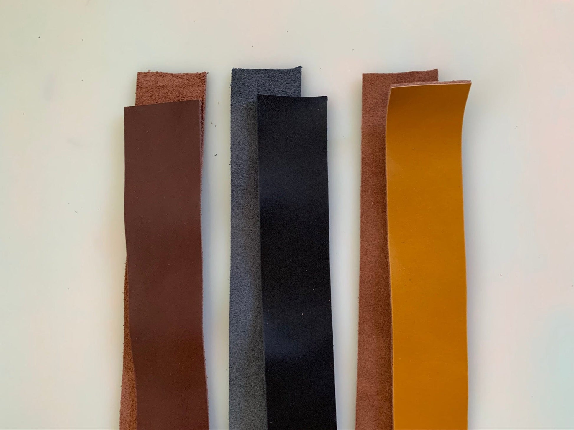 Leather strips in various colors.