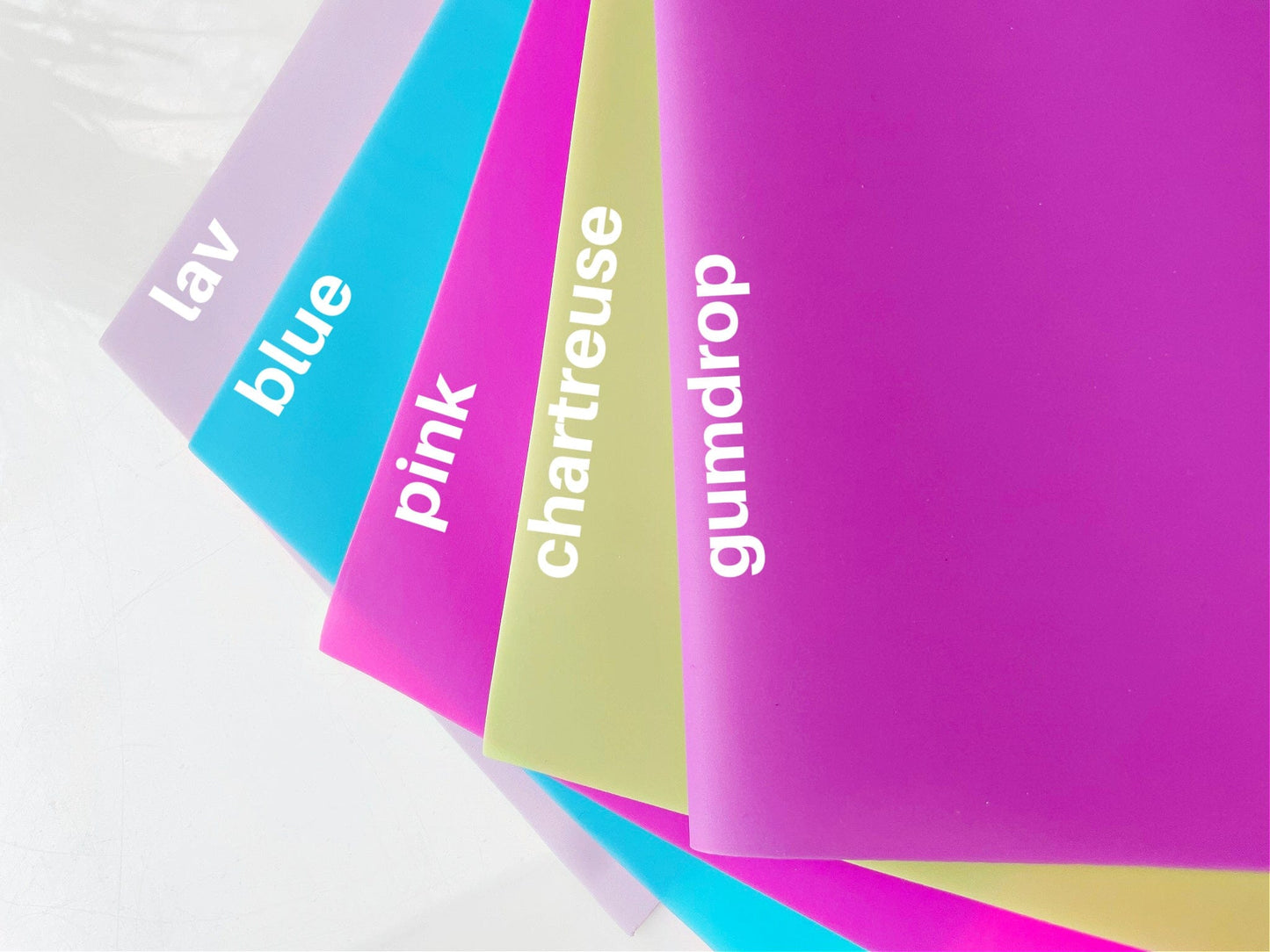 Colorful paper samples, IMG_7107_1, including lavender, blue, pink, chartreuse,...