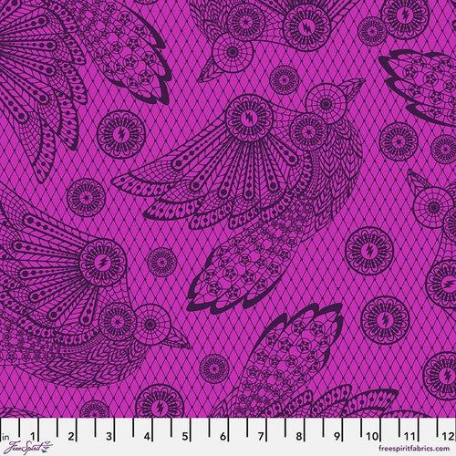 Tula Pink Nightshade Raven Lace 1/2 yd