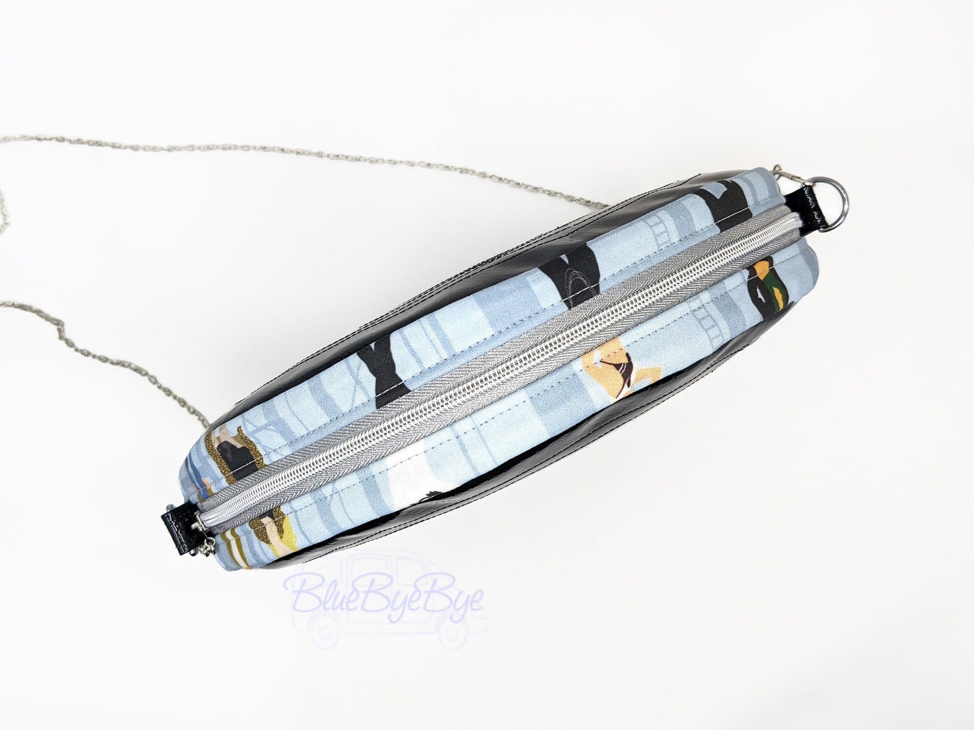 Pam4 crossbody bag with blue and grey print