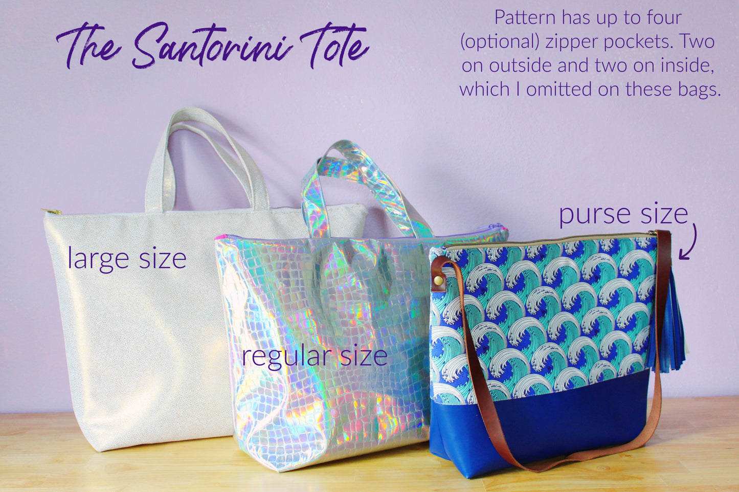 large, regular, and purse.