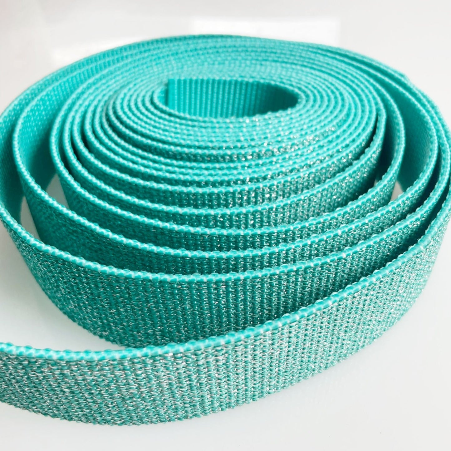 Aquamarine green glitter webbing roll