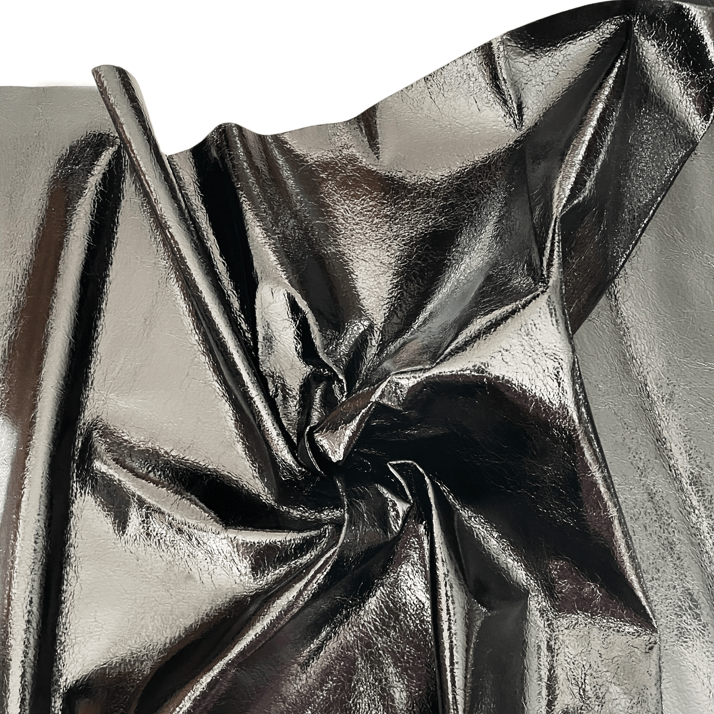 Black metallic crackle faux leather