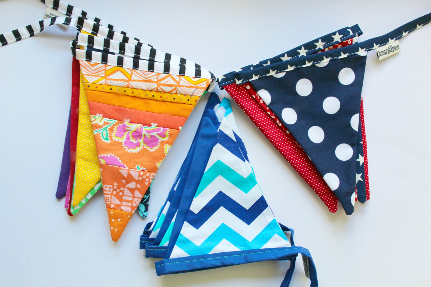 Bunting flag sets with colorful patterns