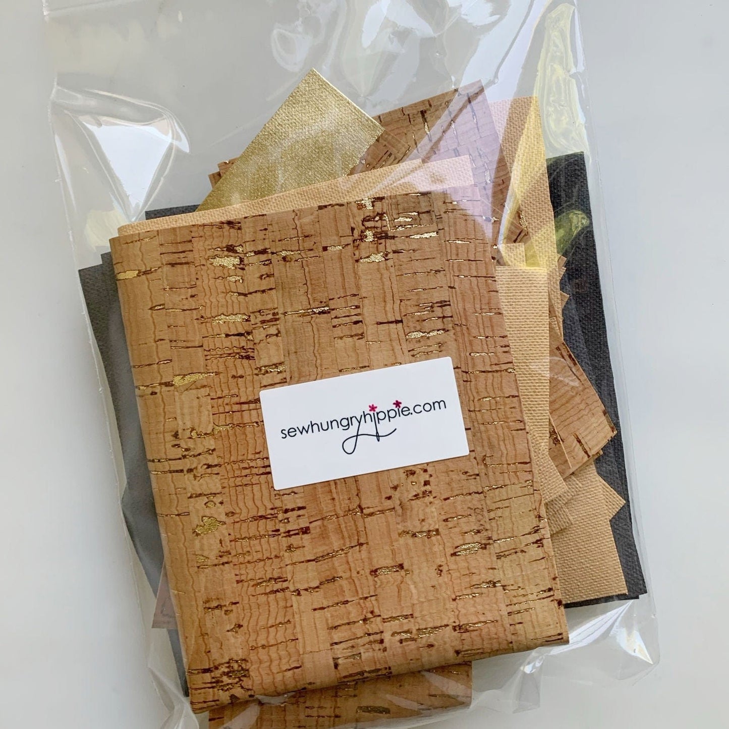 Cork scrap pack 1 with cork and other fabric scraps