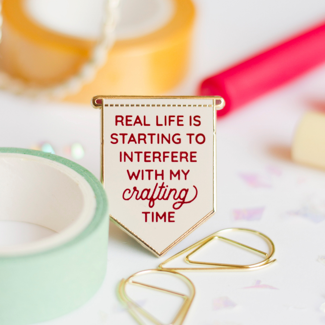 The Gray Muse Crafting Banner pin