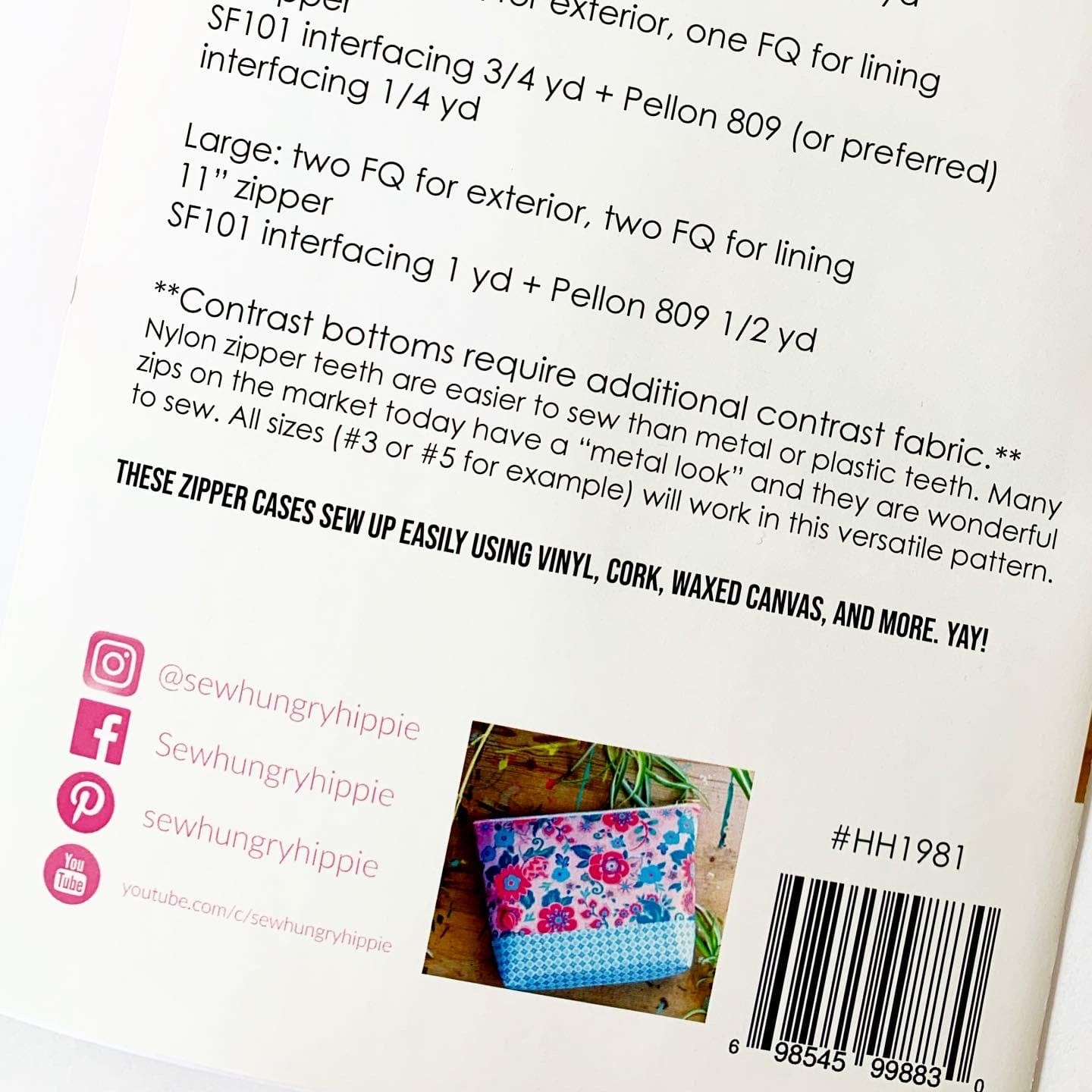 Easy zipper case pattern instructions with case example