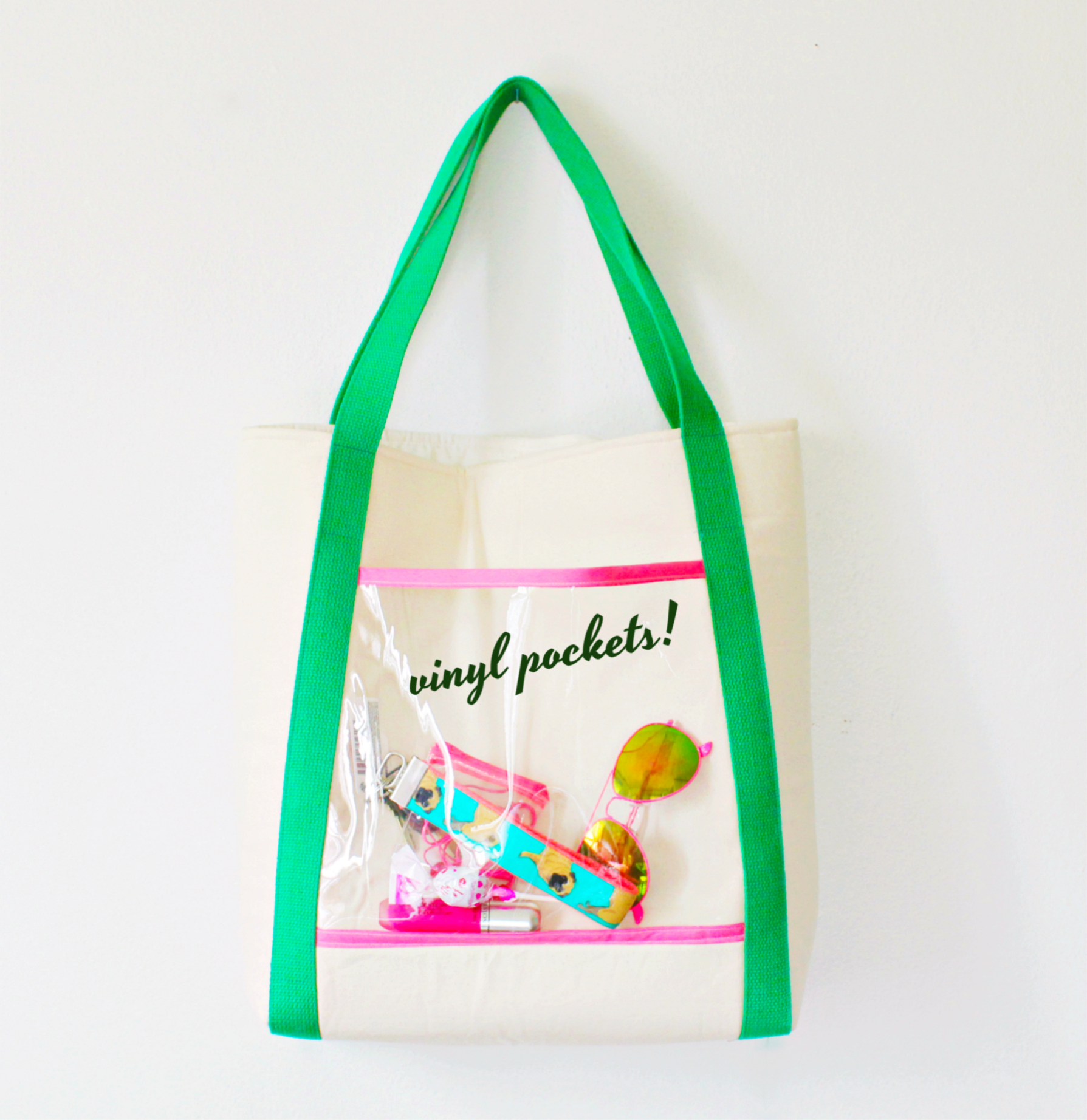 Essentials tote bag with vinyl pockets