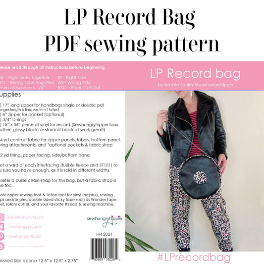 Etsy LP Record Bag PDF sewing pattern with vinyl record design