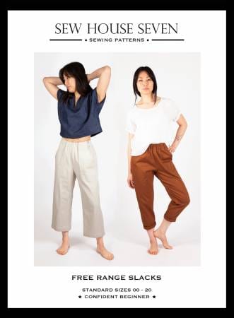 Free Range Slacks sewing pattern, two women wearing pants.