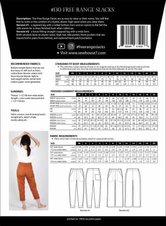 Free Range Slacks sewing pattern back view