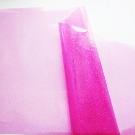 Hot pink see-through glitter vinyl sheet