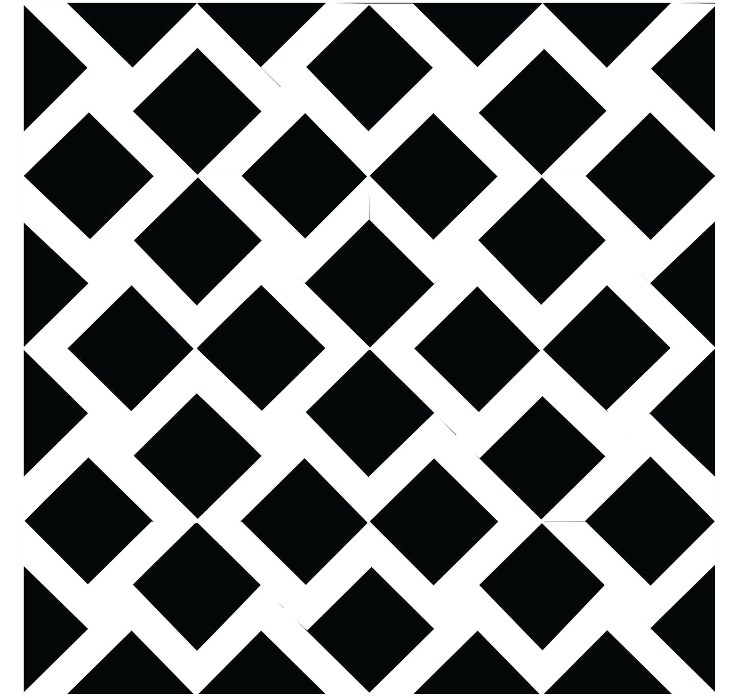 Hypnotic drawing of black and white diamond pattern