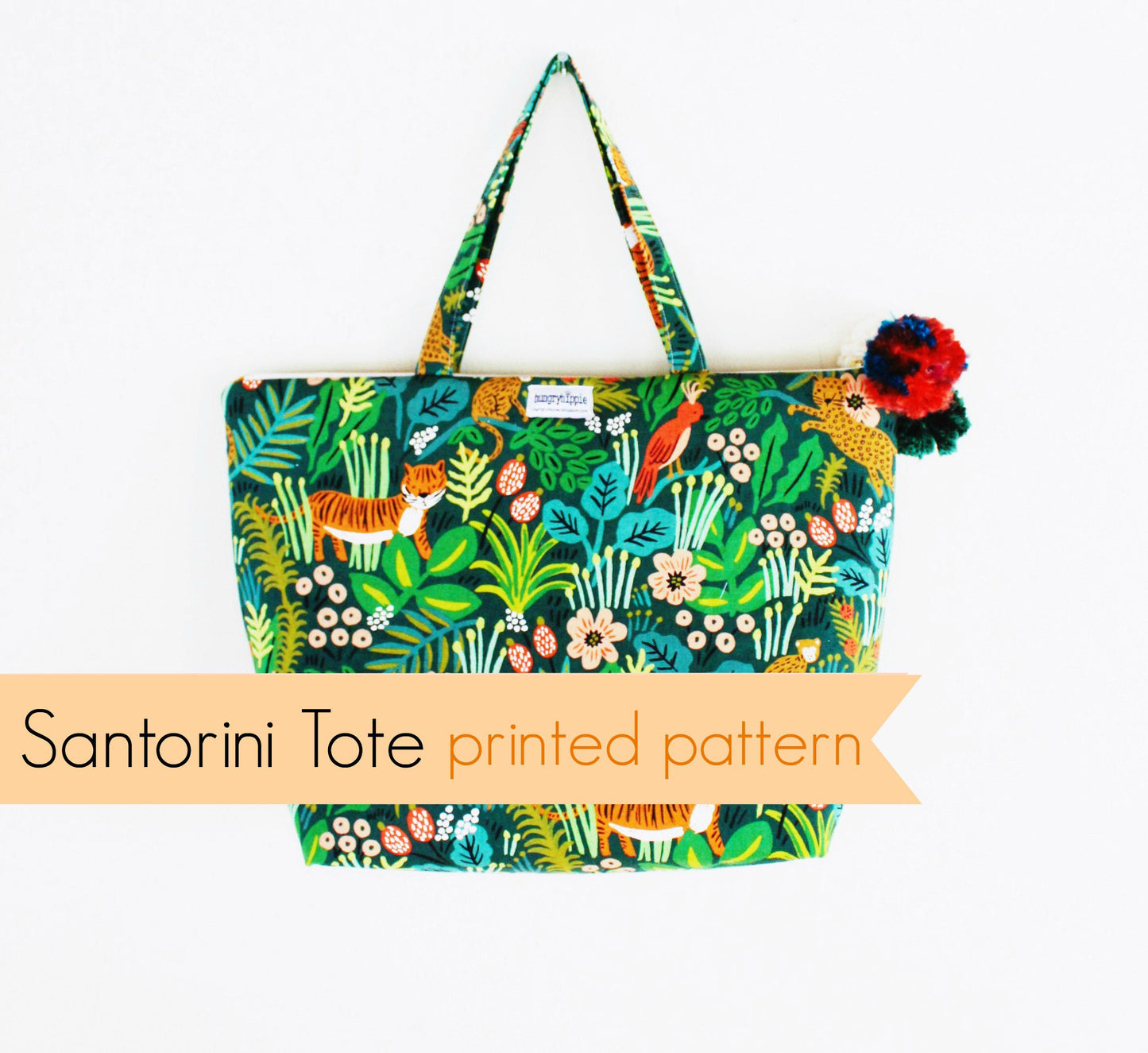 Santorini Tote bag with jungle print pattern