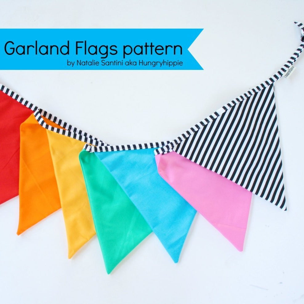 Garland Flags pattern, rainbow fabric, handmade decor