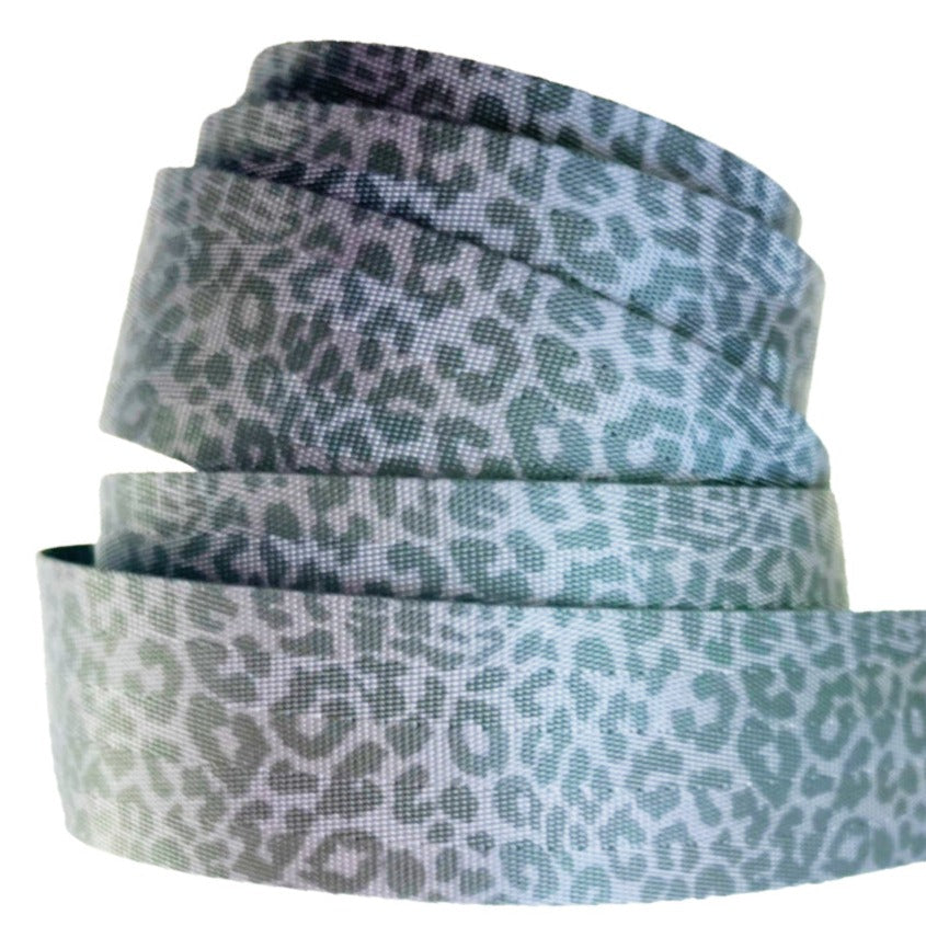 Black Grey Leopard seatbelt webbing 1.5" width 5 YDS