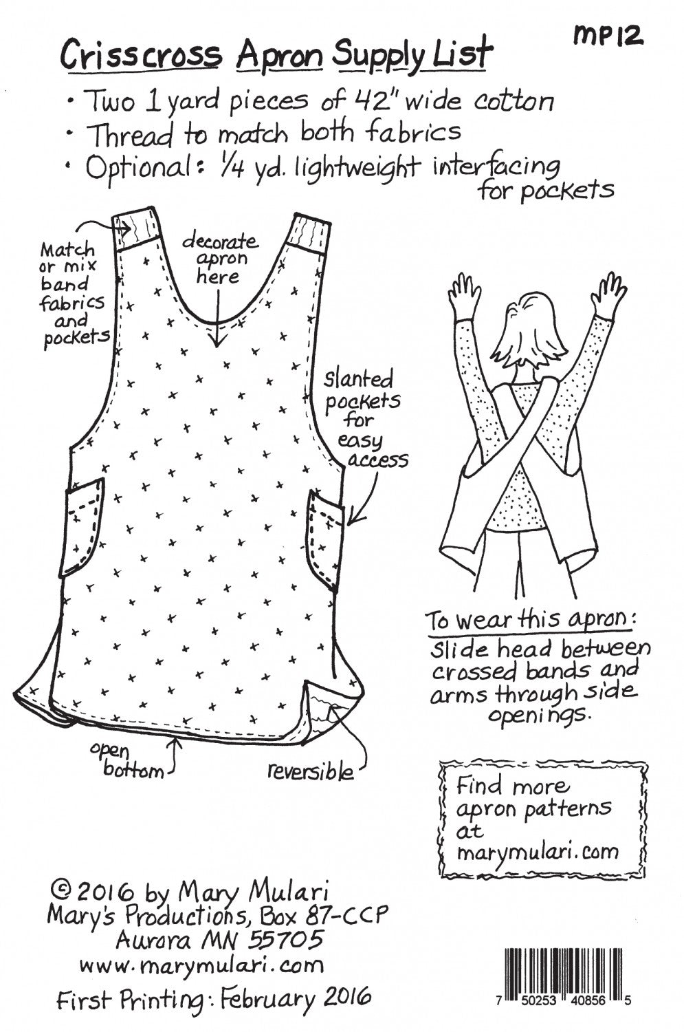 Crisscross Apron Pattern Mary Mulari
