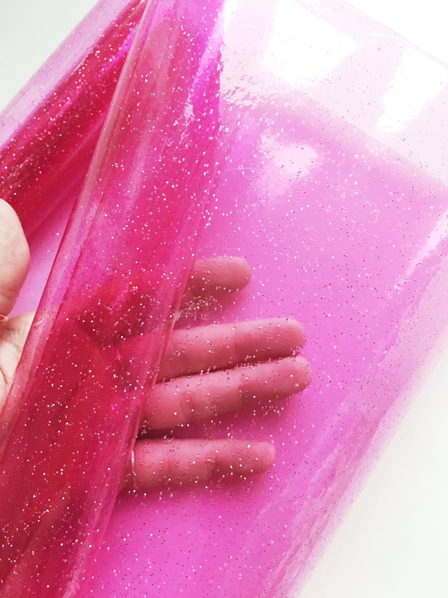 Pink glitter vinyl fabric
