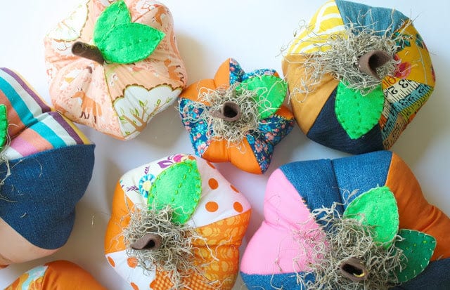 Pumpkin softies, handmade fabric pumpkins for fall decor