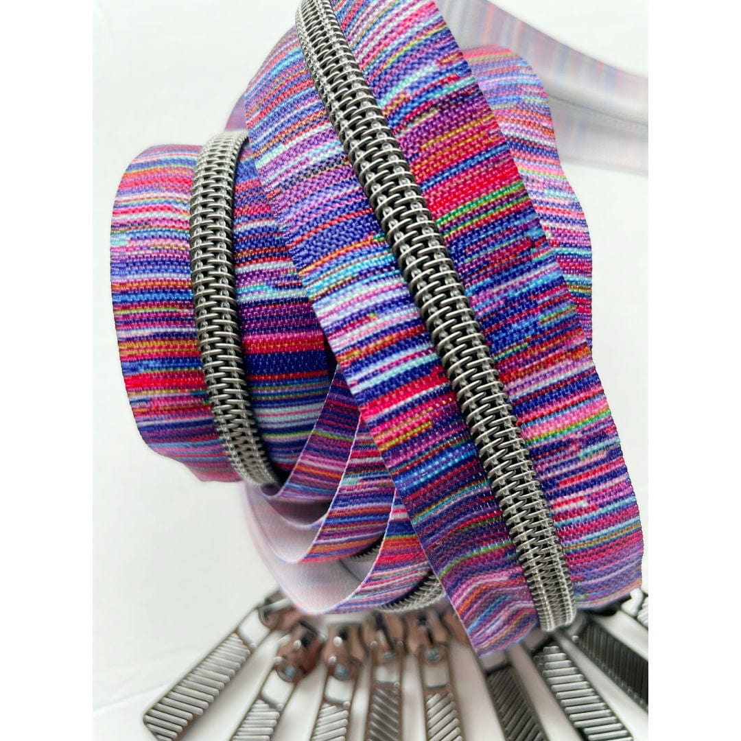 Purple striped zipper tape