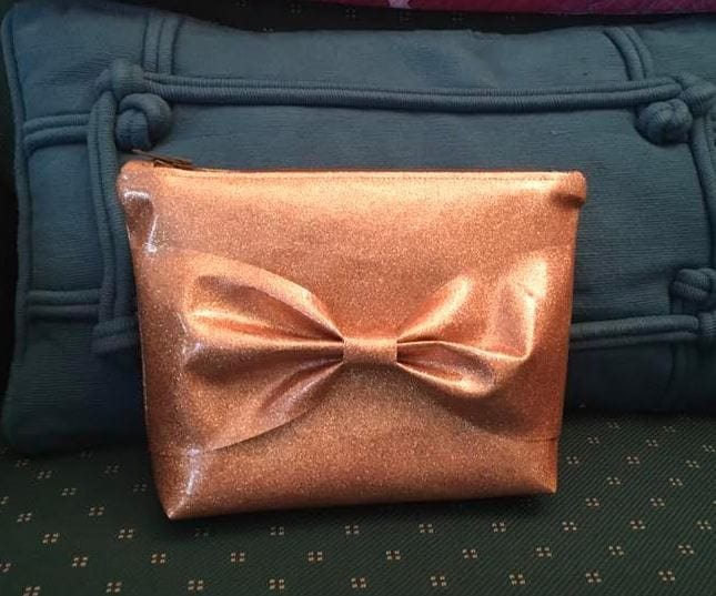 RaeAmy3 glitter bow makeup bag