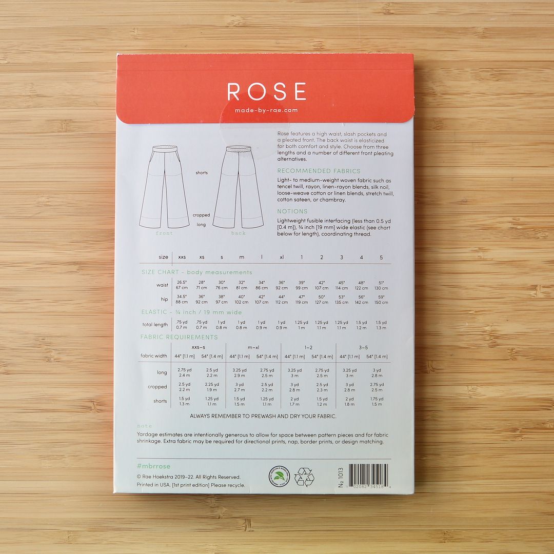 Rose Pant sewing pattern Made by Rae