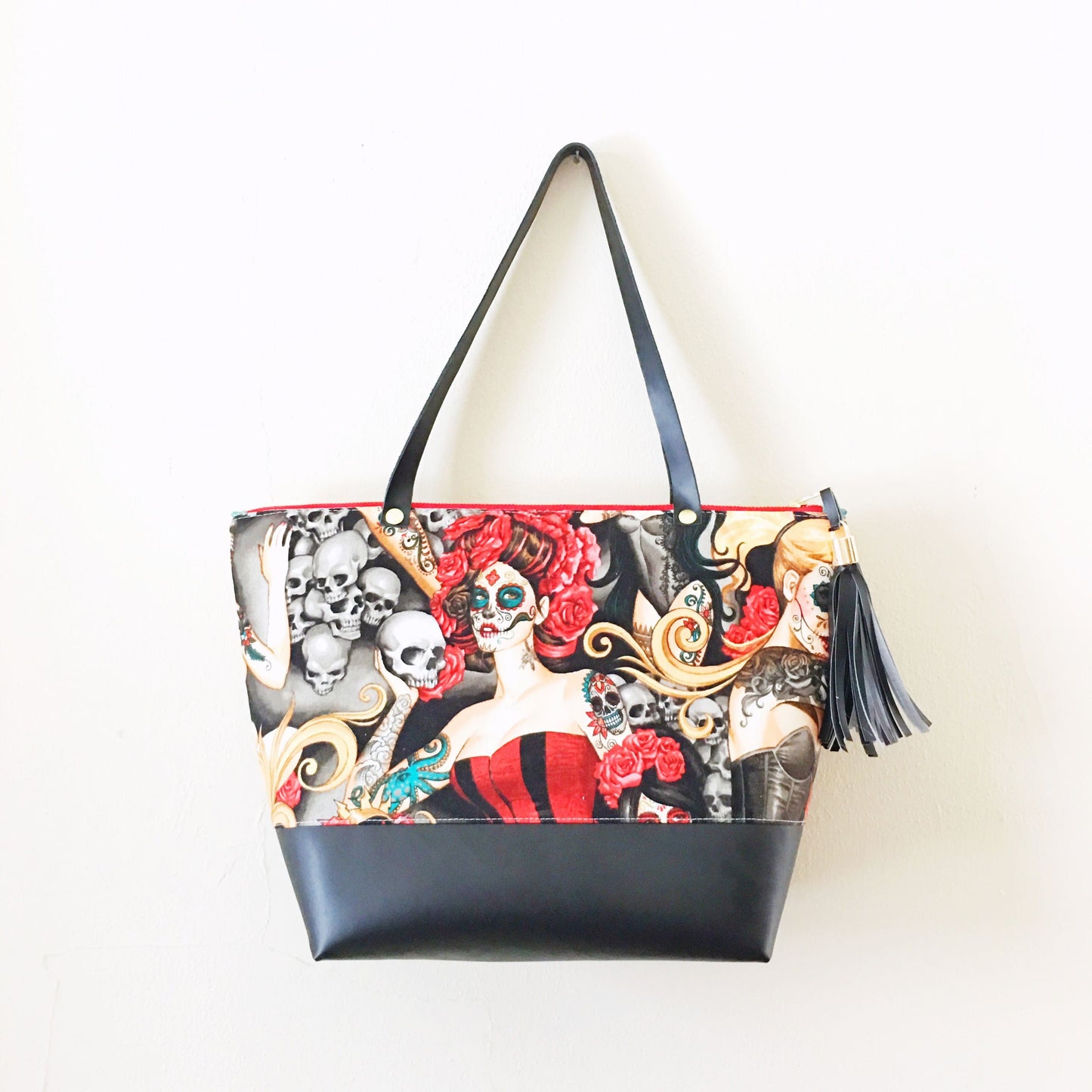 Santorini Tote Bag Sewing Pattern - Sugar Skull Design