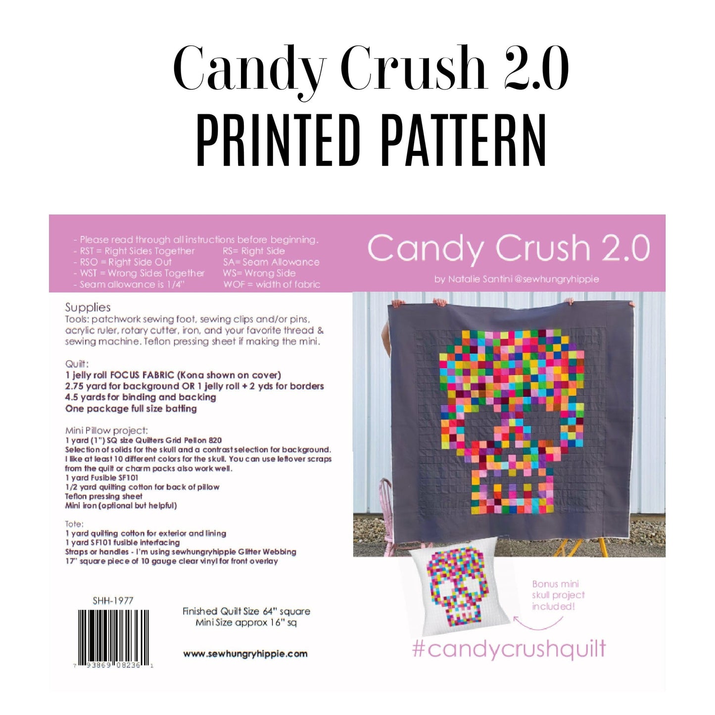 Candy Crush 2.0 skull quilt pattern