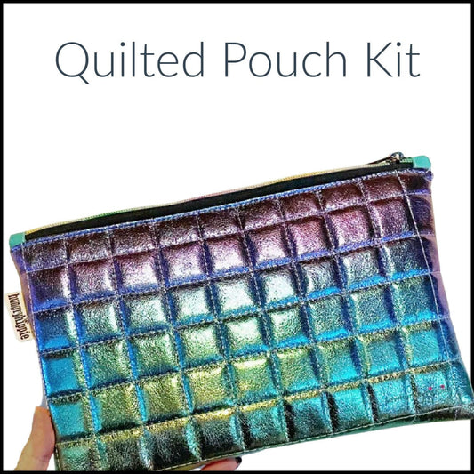 Quilted Pouch Kit in iridescent colors omplete sewing kits with fabrics, tools, and patterns for beginners and advanced sewers