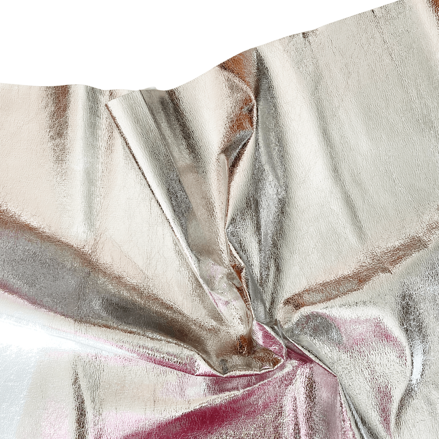 Soft silver metallic faux leather vinyl fabric