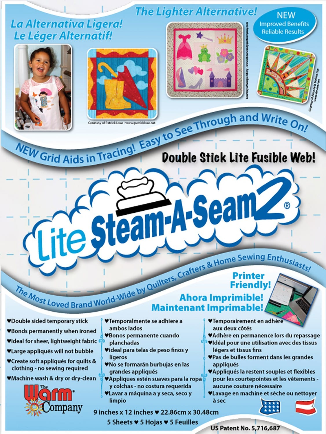 Lite Steam-A-Seam 2 fusible web product image for quilting and sewing.