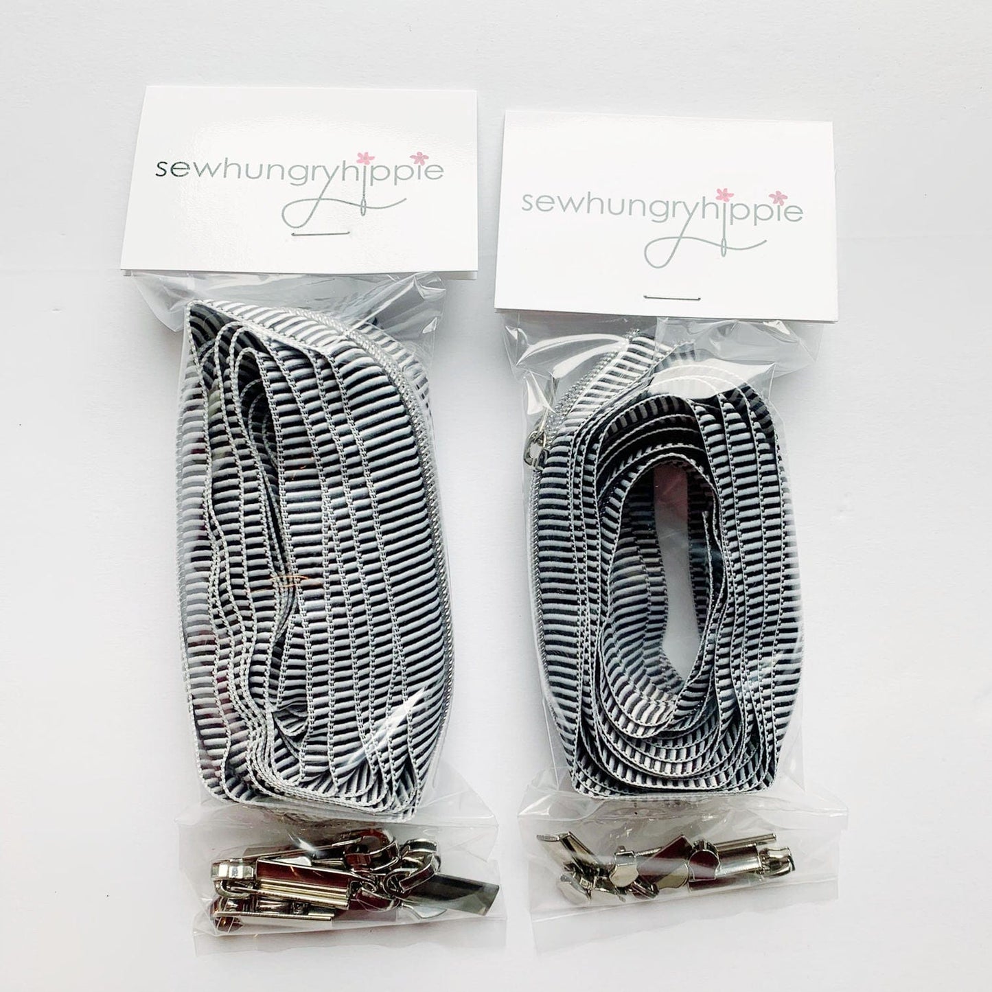 Striped zipper packs for sewing by Sew Hungry Hippie