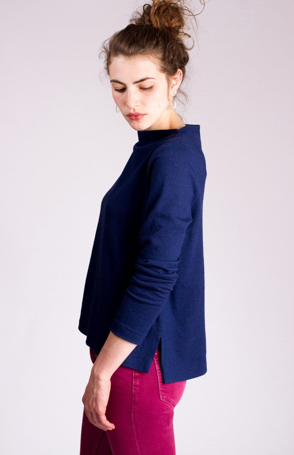 Woman in blue top, toaster2