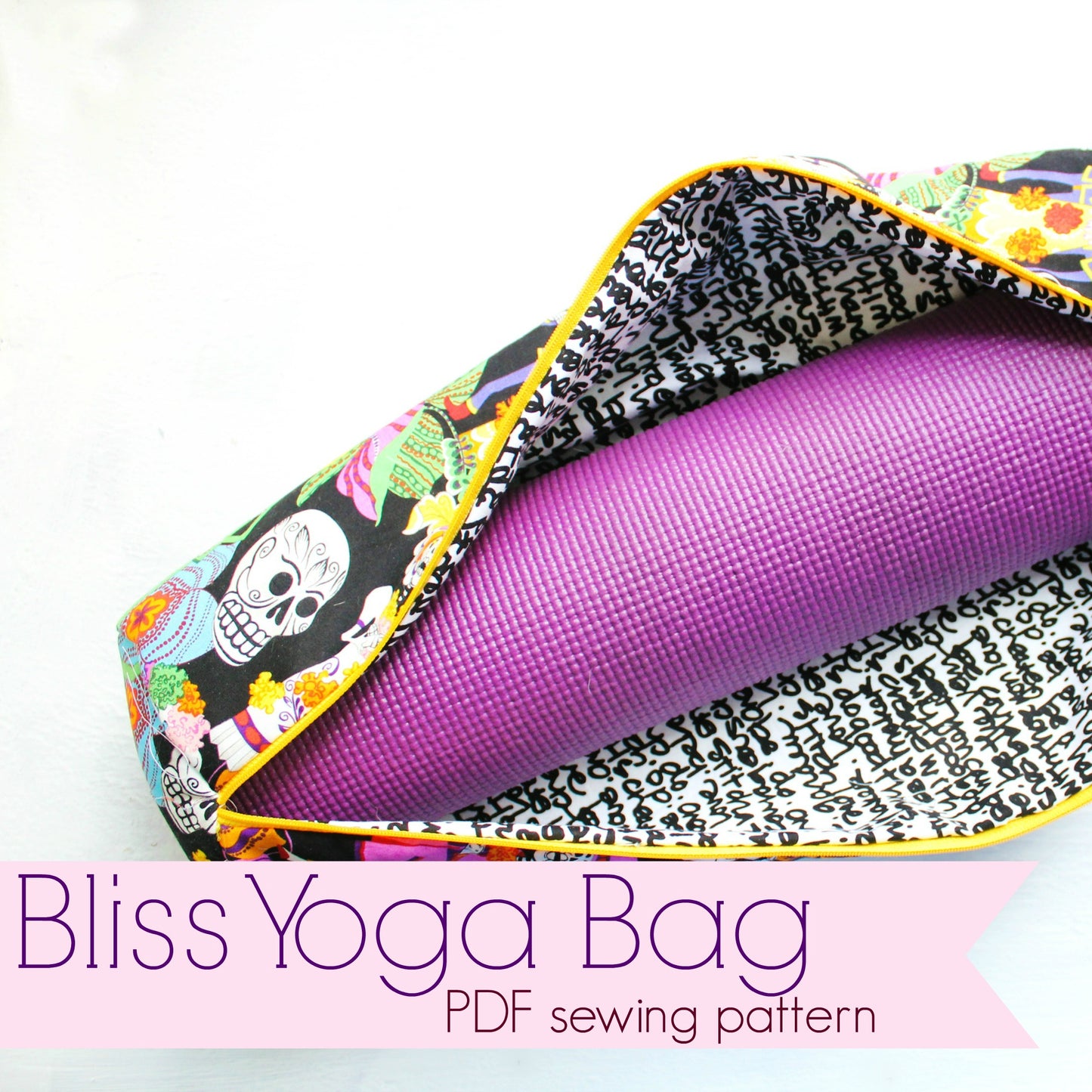 Zippered yoga bag pattern with purple mat